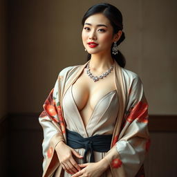 A full-body portrait of a 25-year-old Chinese supermodel exuding confidence and class