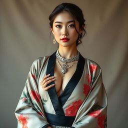 A full-body portrait of a 25-year-old Chinese supermodel exuding confidence and class