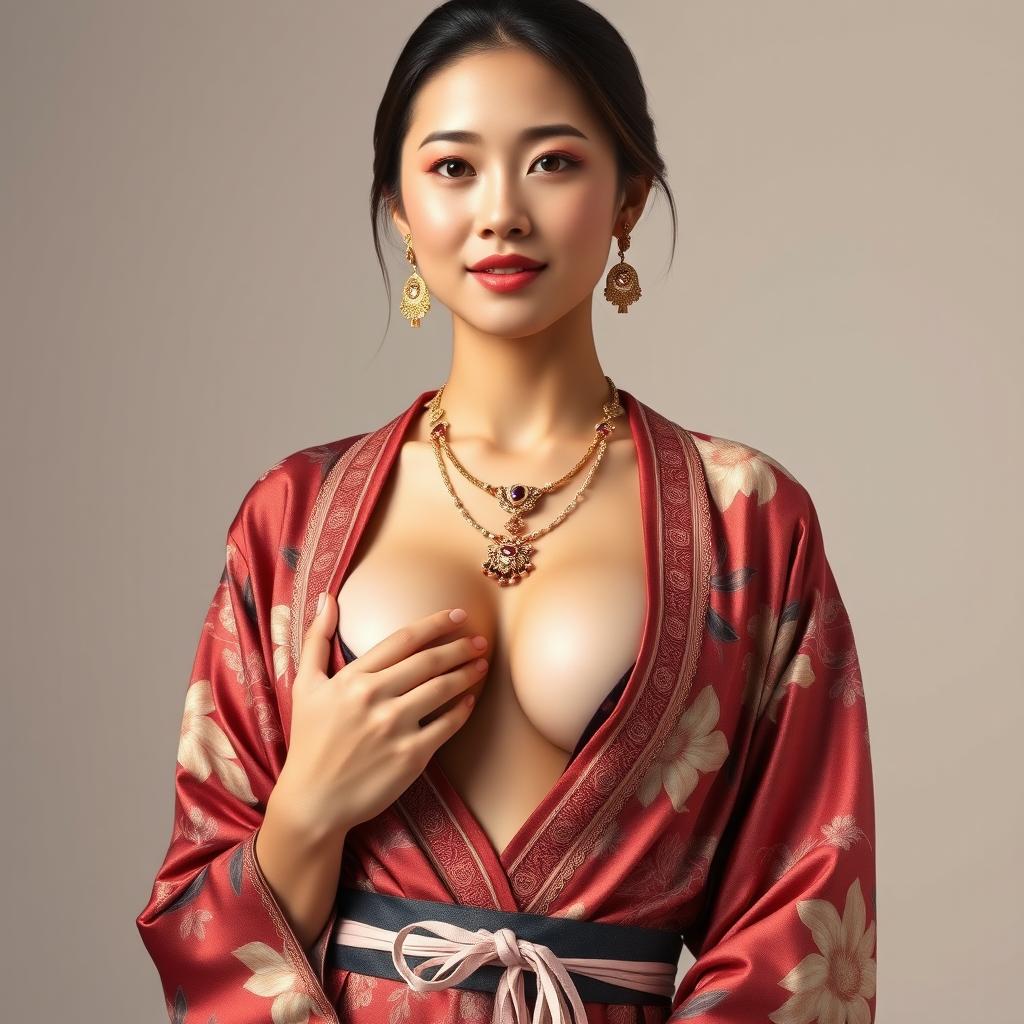 Full-body portrait of a 25-year-old Chinese supermodel, exuding confidence and class