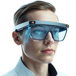 A futuristic automatic sign language translation system powered by artificial intelligence, integrated into smart glasses