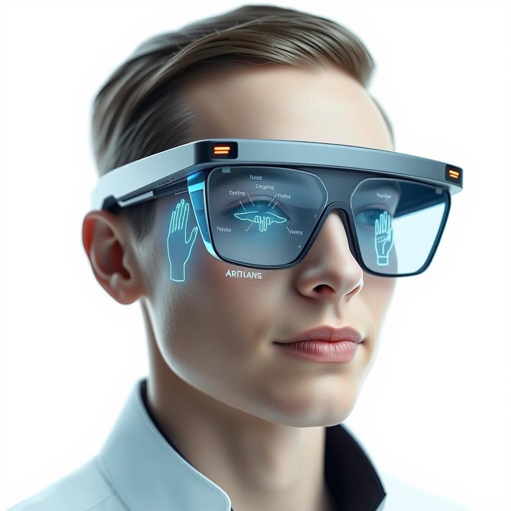 A futuristic automatic sign language translation system powered by artificial intelligence, integrated into smart glasses