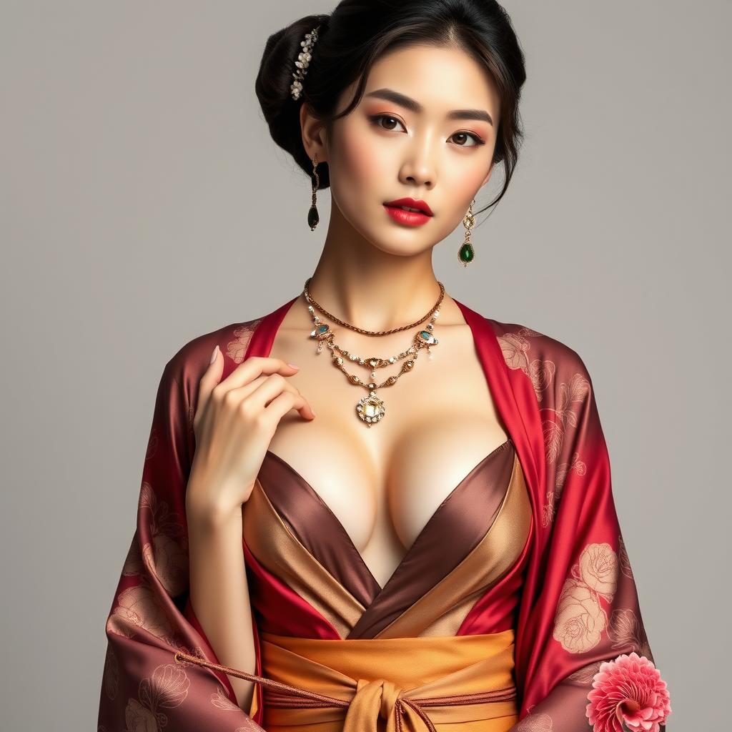 A full-body portrait of a 25-year-old Chinese supermodel, exuding confidence and class