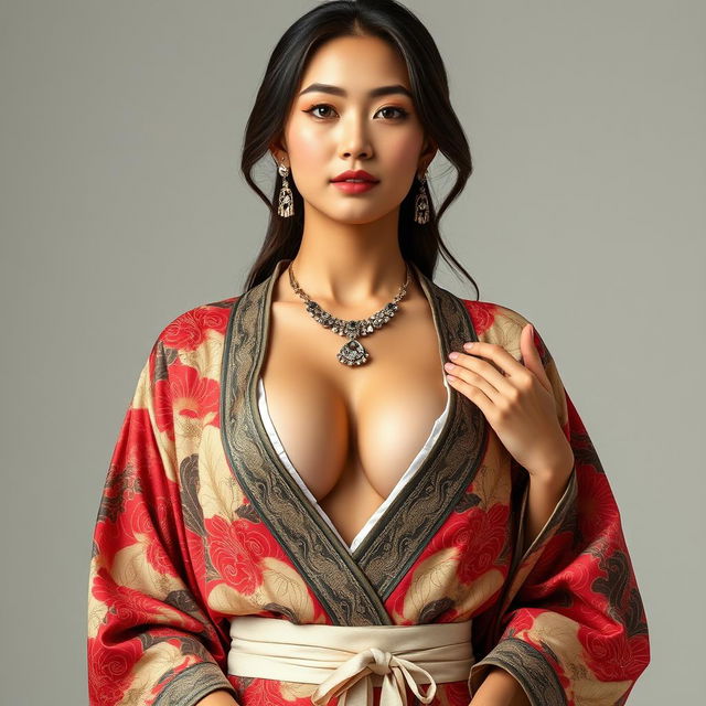 A full-body portrait of a 25-year-old Chinese supermodel, exuding confidence and class