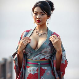 Full-body portrait of a 25-year-old Chinese supermodel, embodying seduction and class