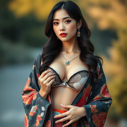 Full-body portrait of a 25-year-old Chinese supermodel, embodying seduction and class
