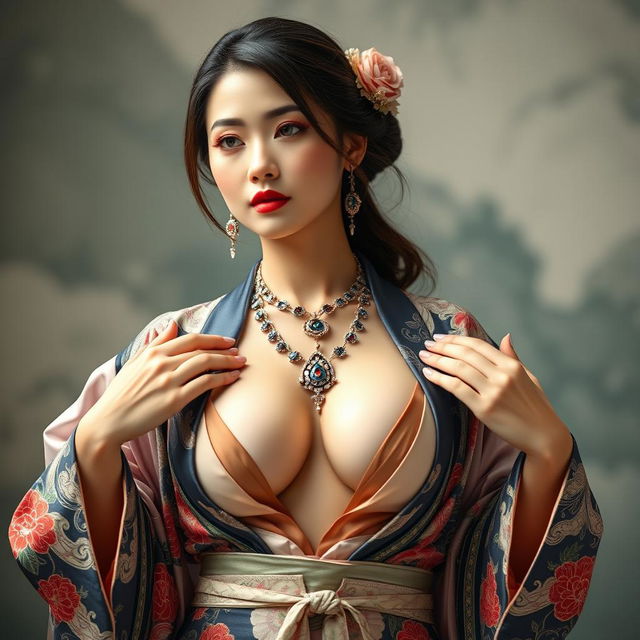 Full-body portrait of a 25-year-old Chinese supermodel exuding seduction and class