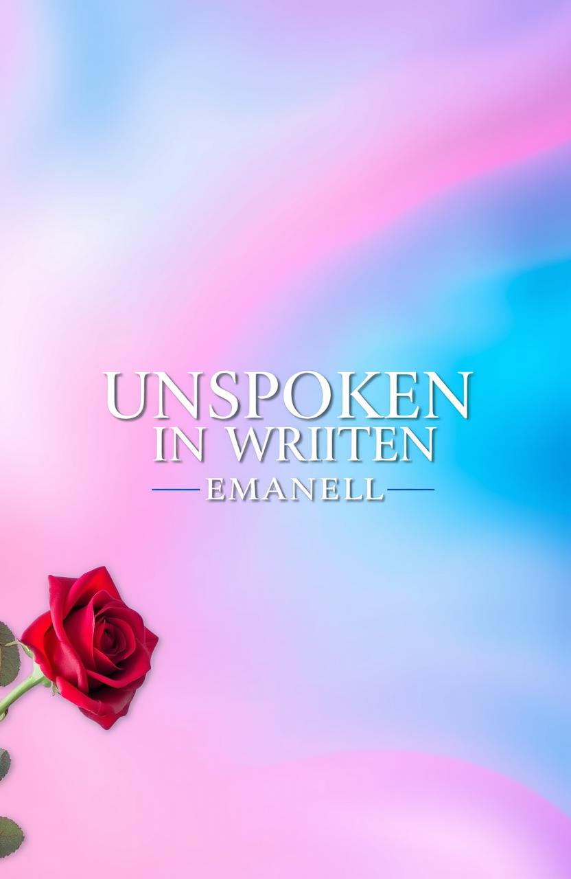 A vibrant and artistic background featuring soft pink and blue colors blending harmoniously