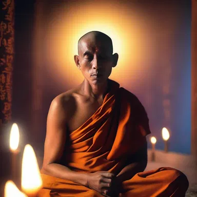 After staring at the bright light during the meditation session, the monk experienced a vivid afterimage of divine radiance.