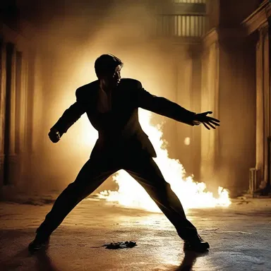 In the intense fight scene, the afterimage of the character's quick movements remained, creating a dynamic and dramatic effect.