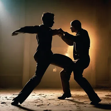 In the intense fight scene, the afterimage of the character's quick movements remained, creating a dynamic and dramatic effect.