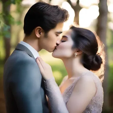 As they shared a passionate kiss, the afterimage of their love lingered, illuminating their hearts with warmth and affection.