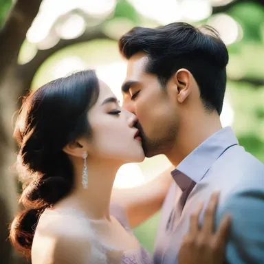 As they shared a passionate kiss, the afterimage of their love lingered, illuminating their hearts with warmth and affection.
