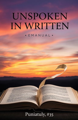 A captivating and artistic cover page design for a book titled 'UNSPOKEN IN WRITTEN: EMANUAL'
