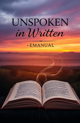 A captivating and artistic cover page design for a book titled 'UNSPOKEN IN WRITTEN: EMANUAL'