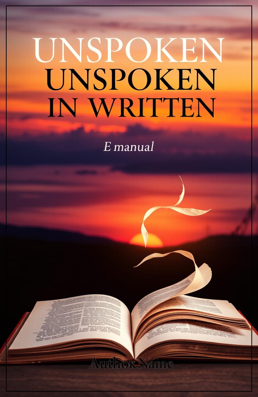 A captivating and artistic cover page design for a book titled 'UNSPOKEN IN WRITTEN: EMANUAL'
