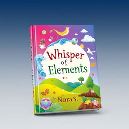 A vibrant and enchanting book cover for children titled "Whisper of Elements" by Nora S