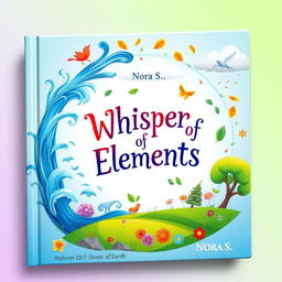 A vibrant and enchanting book cover for children titled "Whisper of Elements" by Nora S