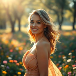 A radiant woman with glowing skin, exuding confidence and beauty