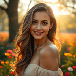 A radiant woman with glowing skin, exuding confidence and beauty