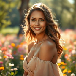 A radiant woman with glowing skin, exuding confidence and beauty