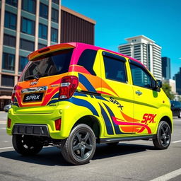 Daihatsu Grandmax with a bold and bright SPX branding, showcasing the vibrant colors and dynamic designs of the branding