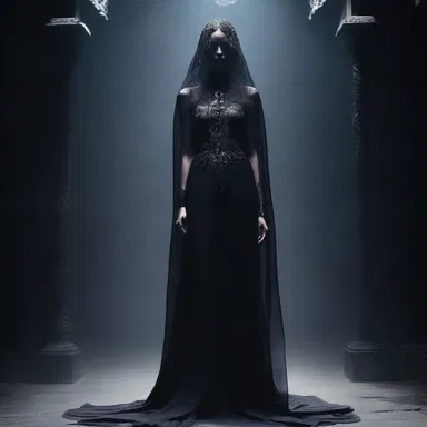 The concept of the afterlife is often depicted in fashion through dark and ethereal designs.