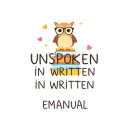 A charming and whimsical cover page design for a book titled 'UNSPOKEN IN WRITTEN: EMANUAL'