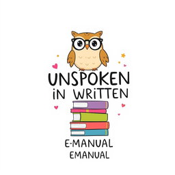 A charming and whimsical cover page design for a book titled 'UNSPOKEN IN WRITTEN: EMANUAL'