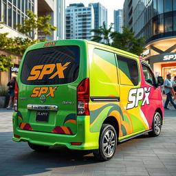 Daihatsu Grandmax adorned with bold and bright SPX branding, featuring striking colors and dynamic graphics that stand out