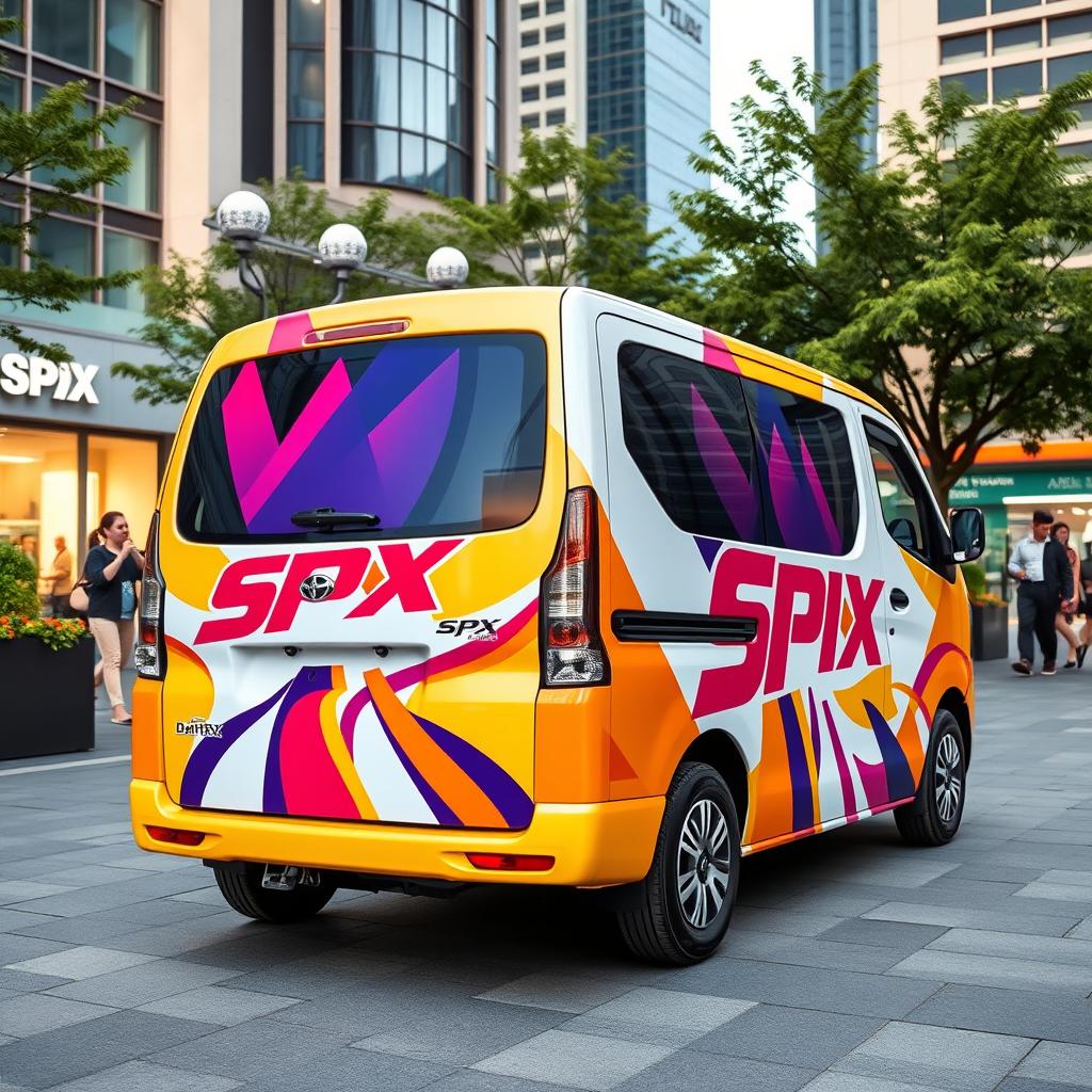 Daihatsu Grandmax adorned with bold and bright SPX branding, featuring striking colors and dynamic graphics that stand out