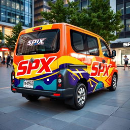 Daihatsu Grandmax adorned with bold and bright SPX branding, featuring striking colors and dynamic graphics that stand out