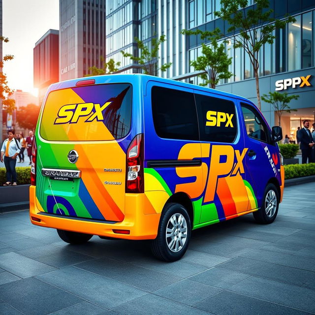 Daihatsu Grandmax adorned with bold and bright SPX branding, featuring striking colors and dynamic graphics that stand out