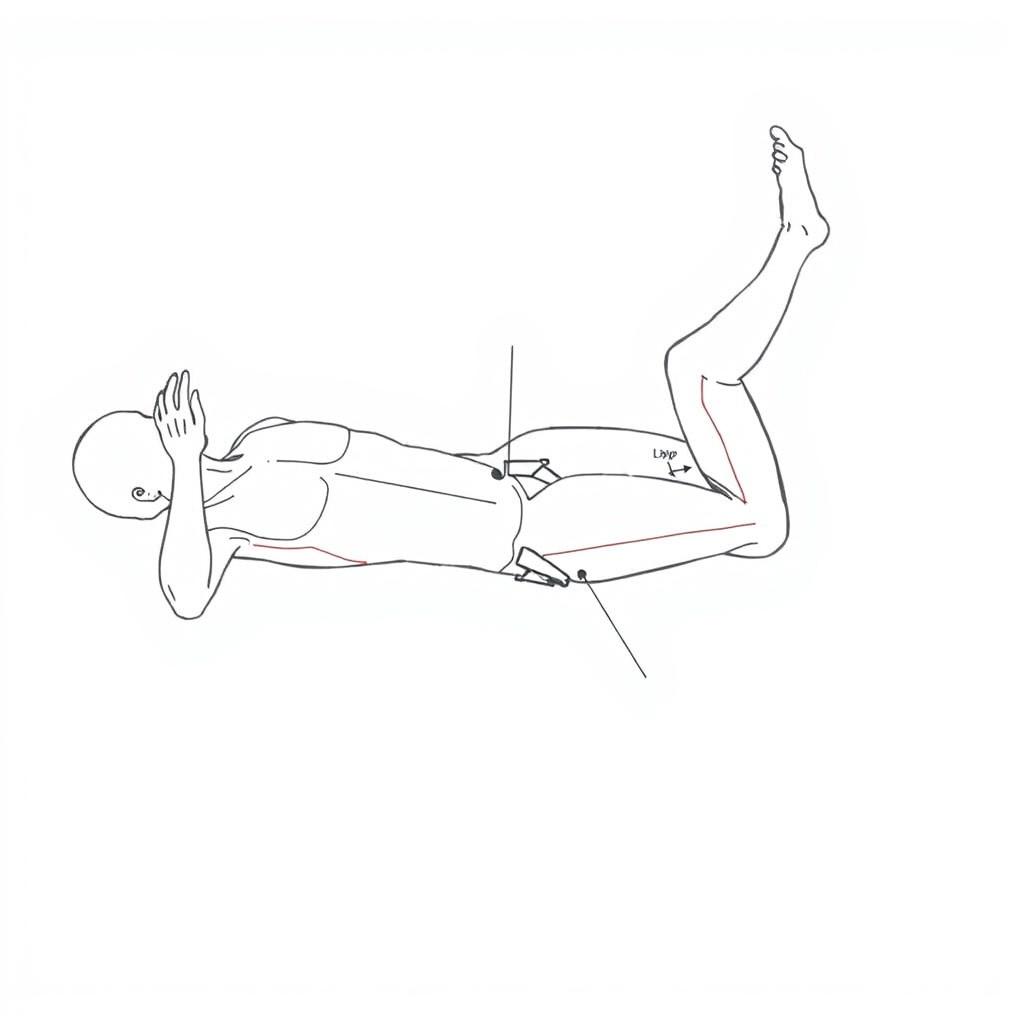 An educational illustration depicting a human figure in a lateral position, lying on their side