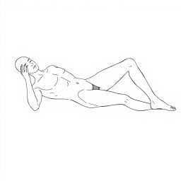 An educational illustration depicting a human figure in a lateral position, lying on their side