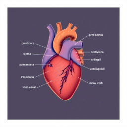 Anatomical illustration of the human heart with clearly labeled parts in Croatian