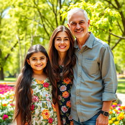 A warm and loving family portrait containing a girl named Sania with her mother and father