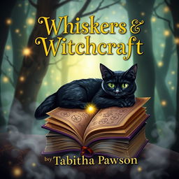 A whimsical book cover design for 'Whiskers & Witchcraft' by Tabitha Pawson