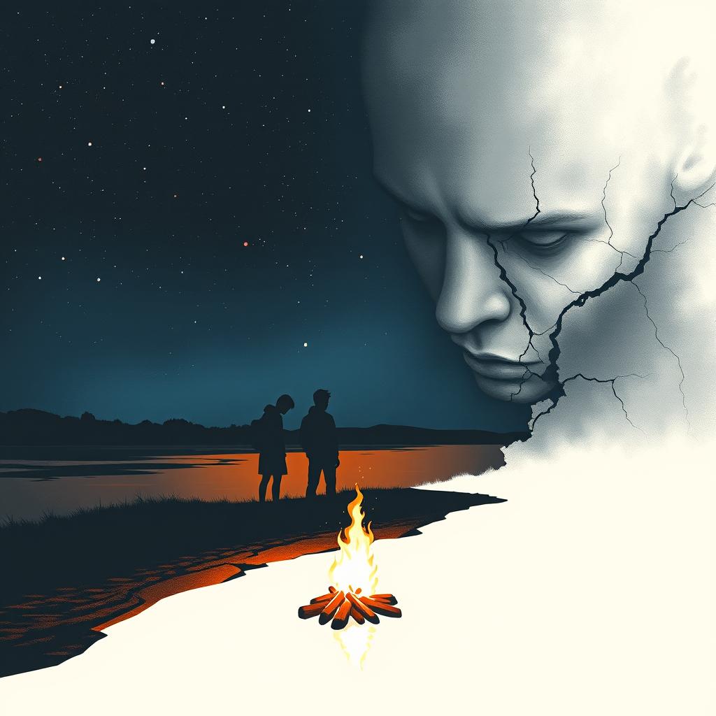 A minimalist book cover depicting the central theme of first love, coming of age, and the destructive influence of time and ideologies on the human soul