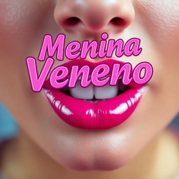 A vibrant close-up of a woman's mouth adorned with bright pink lipstick, showcasing the glossy texture of the lip color