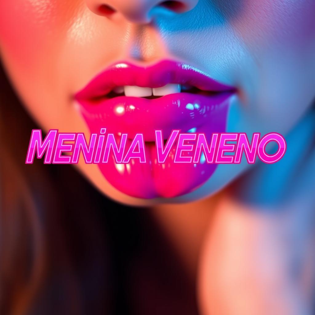 A vibrant close-up of a woman's mouth adorned with bright pink lipstick, showcasing the glossy texture of the lip color