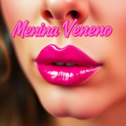 A vibrant close-up of a woman's mouth adorned with bright pink lipstick, showcasing the glossy texture of the lip color