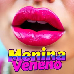 A detailed close-up of a pair of luscious lips, both coated in vibrant pink lipstick, showcasing the rich color and glossy finish