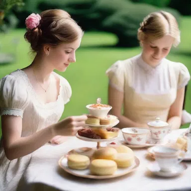 In Jane Austen's famous novel, Emma, the characters often engage in afternoon tea parties, gossiping and indulging in delicious cakes and tea.