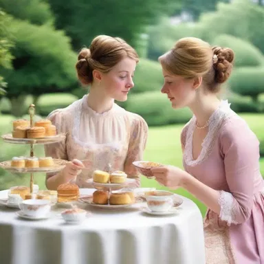 In Jane Austen's famous novel, Emma, the characters often engage in afternoon tea parties, gossiping and indulging in delicious cakes and tea.