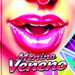 A captivating close-up of a pair of luscious lips, both richly coated in glossy pink lipstick, radiating a bold and vibrant color