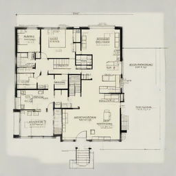 Generate an image of a first floor house plan, featuring a combined living room and bedroom with a focus on the front elevation view.