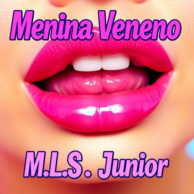 A close-up image featuring a pair of luscious lips coated in glossy pink lipstick