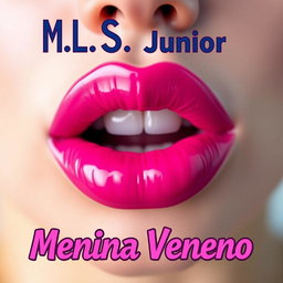 A close-up image of a pair of luscious lips, perfectly shaped and coated in glossy pink lipstick, emphasizing their allure