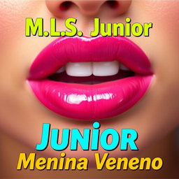 A close-up image of a pair of luscious lips, perfectly shaped and coated in glossy pink lipstick, emphasizing their allure