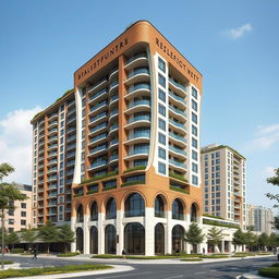 A 22-story residential tower with a dynamic form, showcasing a fusion of six architectural styles from Iran: Elamite (Chogha Zanbil ziggurat), Achaemenid (Apadana Palace), Parthian (Taq Kasra), Isfahani (Ali Qapu), Qajar (Golestan Palace), and modern futuristic design